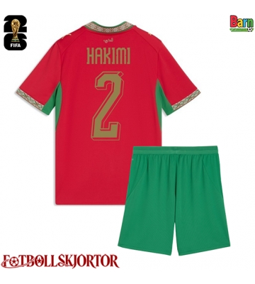 Marocko Achraf Hakimi #2 Hemmakläder Barn VM 2026 Kortärmad (+ Korta byxor)